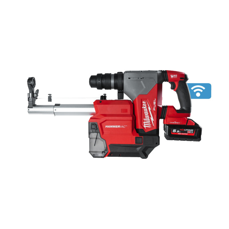 M18 ONEFHPX DEL-552C - Perforateur SDS+ 30mm FUEL ONE KEY Fixtec, 18V, 2 batteries 5,5Ah High Output, Système d'aspiration