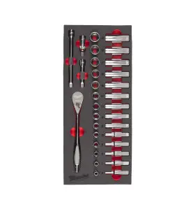 MODULE MOUSSE DOUILLE ET CLIQUET 3/8" 32 PCS