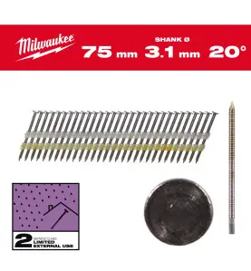 BOÎTE DE 1750 CLOUS 20° 7.4x2.8/75MM RS GALVA
