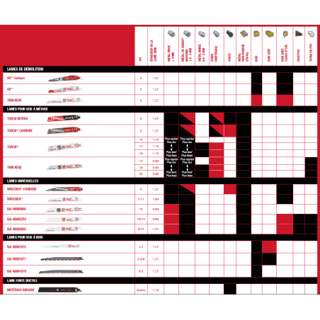 SET 12 LAMES DE SCIES SABRES (X1)