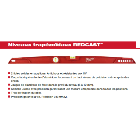 NIVEAU TRAPÉZOÏDAL REDCAST 80 CM