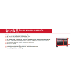 SERVANTE HAUTE CAPACITÉ 117CM, 10 TIROIRS