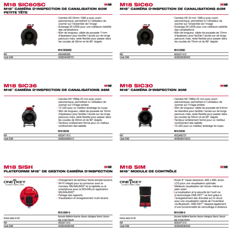 M18 SIC36-0 - Caméra d’inspection de canalisations 36 m, 18V, sans batterie