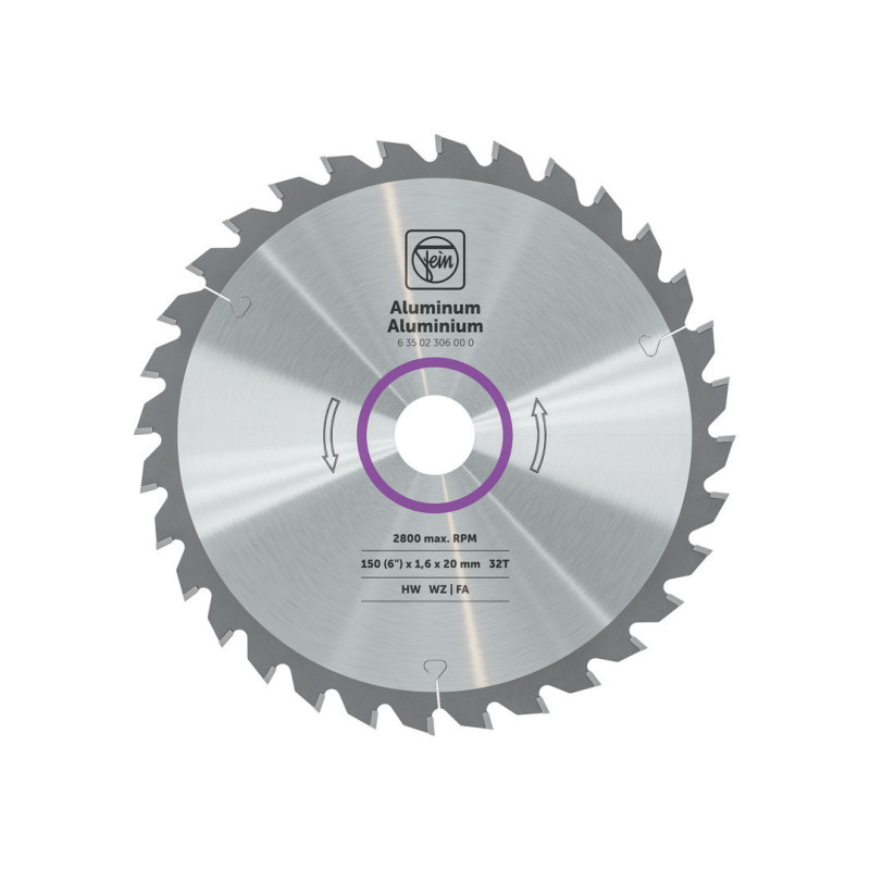 Lame de scie circulaire portative pour aluminium et autres métaux non ferreux rérérence 63502306000 Fein
