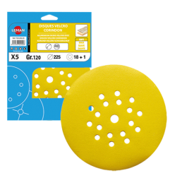 Lot De 5 Disques Auto-Agrippant 18+1 Trous D225 Gr100 Corindon ref 22519.06 Leman