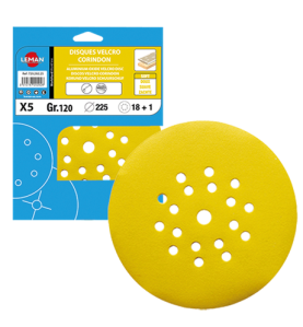 Lot De 5 Disques Auto-Agrippant 18+1 Trous D225 Gr100 Corindon ref 22519.06 Leman