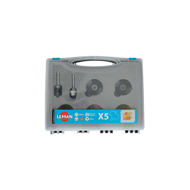 Coffret 5 Disques A Rainer Hm + 2 Arbres Q8 Pour Defonceuse ref 4728.700.52 Leman