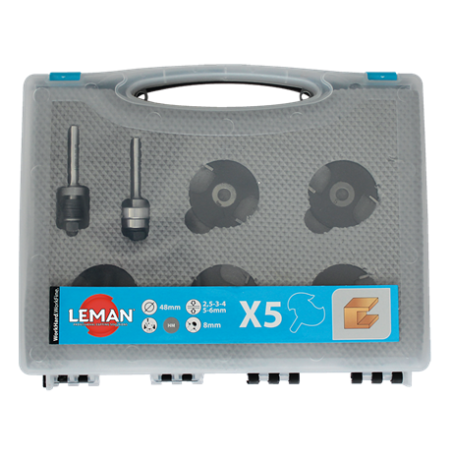 Coffret 5 Disques A Rainer Hm + 2 Arbres Q8 Pour Defonceuse ref 4728.700.52 Leman