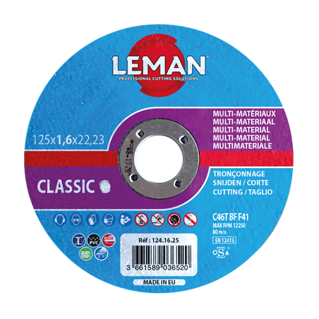 Tronconnage Multi-Materiaux 125X1.6X22.23 Mp ref 124.16.25 Leman