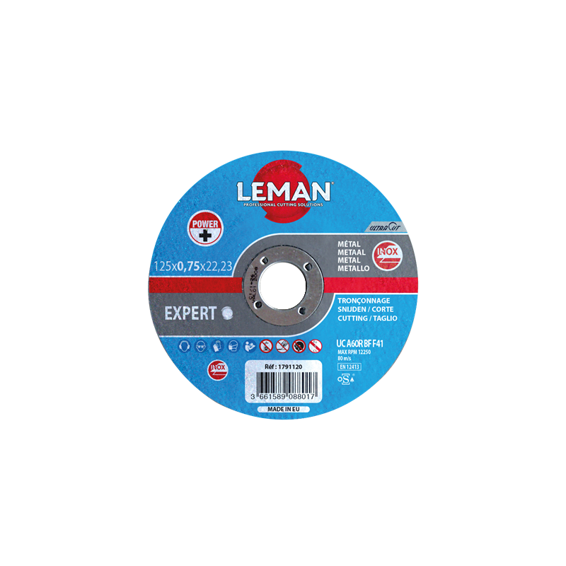 Disque Tronconnage Inox Ultracut 125X0.75X22.23F41 ref 1791120 Leman