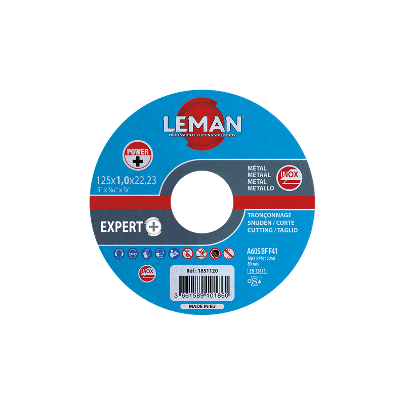 Disque Tronc Inox 125X1,0X22,23 Industrie F41 ref 1851120 Leman