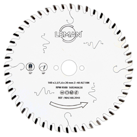 Lame Carbure D.225X2,5/1,8X30 68Z Tp Neg. Alu ref 964.225.30AL Leman