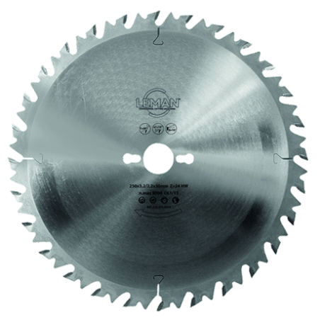 Lame Circ.Carbure D.650X30X44Z Alt.+A-R/Debit Bois ref 220.650.3044 Leman
