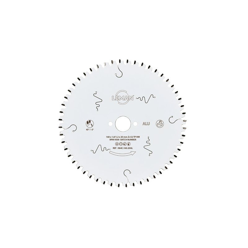 Lame Circ Hm Fine D160X20X1,8 52Z Tp Neg Alu ref 964C.160.20AL Leman