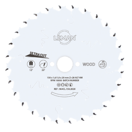Lame Circ Hm Fine D190X30X1,6 28Z Alt Pos Bois ref 964CL.190.3028 Leman