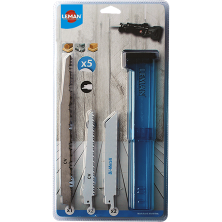Assortiment 5 Lames Scie Sabre Bois/Metal ref 7750.05 Leman
