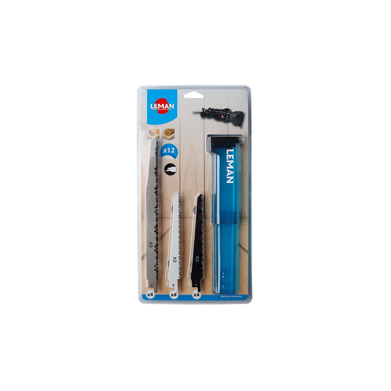 Assortiment 12 Lames Scie Sabre Bois ref 7750.12 Leman