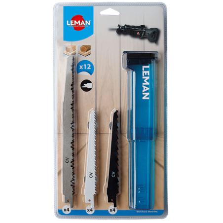 Assortiment 12 Lames Scie Sabre Bois ref 7750.12 Leman