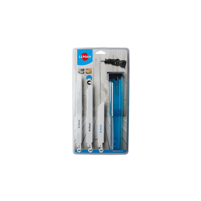Assortiment 12 Lames Bim Scie Sabre Bois/Metal ref 7750.12BIM Leman