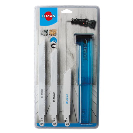 Assortiment 12 Lames Bim Scie Sabre Bois/Metal ref 7750.12BIM Leman