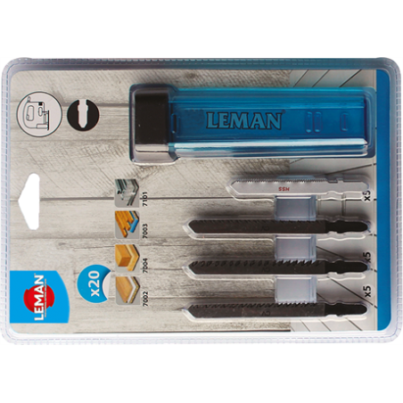 Assortiment 20 Lames Scie Sauteuse Attach.T ref 8051.20 Leman