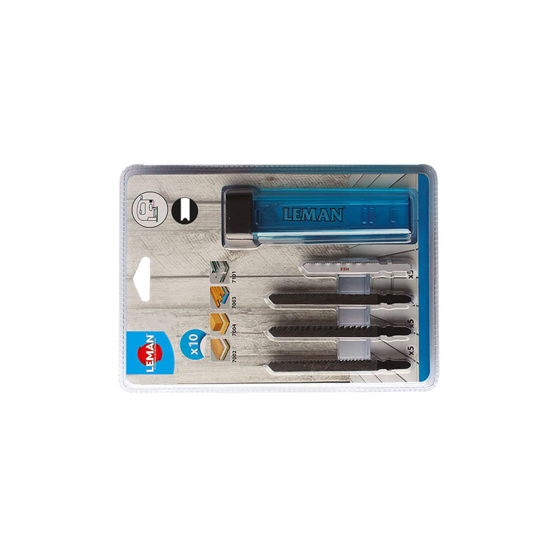 Assortiment 10 Lames Scie Sauteuse Attach.U ref 8551.10 Leman