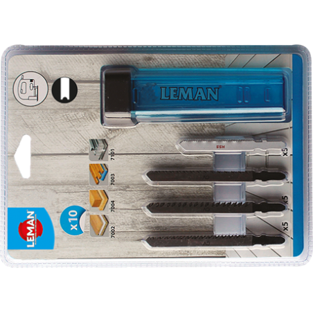 Assortiment 10 Lames Scie Sauteuse Attach.U ref 8551.10 Leman