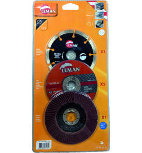 Pack Meuleuse Disques Ø115 Beton - Inox - Metal ref PACKMEUL.115 Leman