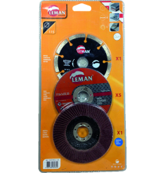 Pack Meuleuse Disques Ø125 Beton - Inox - Metal ref PACKMEUL.125 Leman