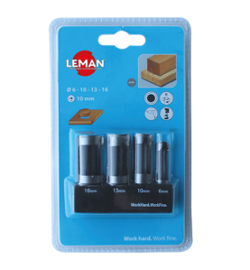 4 Meches A Bouchonner Acier Sur Queue Ø6-10-13-16 ref 200.500.04 Leman