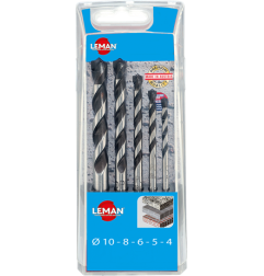 Coffret 5 Foret Beton Cylindriques D.4-5-6-8-10Mm ref 602.000.05 Leman