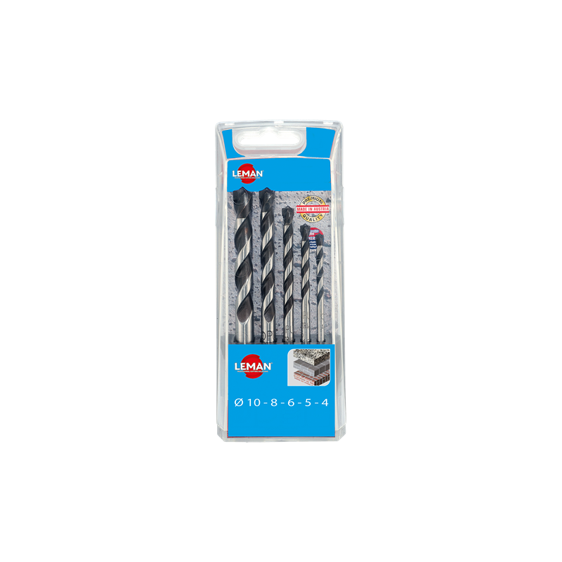 Coffret 5 Foret Beton Cylindriques D.4-5-6-8-10Mm ref 602.000.05 Leman