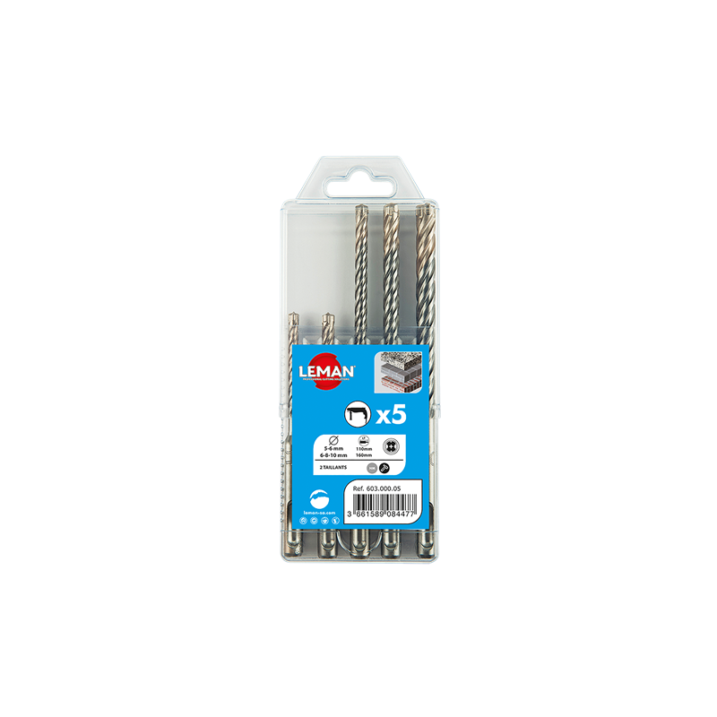 Coffret 5 Forets Beton Sds+ 2 Taillants ref 603.000.05 Leman