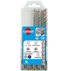 Coffret 5 Forets Beton Sds+ 4 Taillants ref 614.000.05 Leman