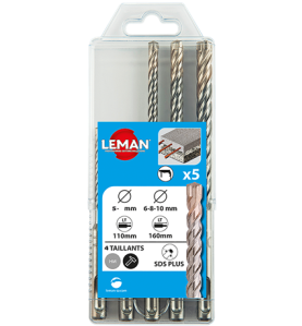 Coffret 5 Forets Beton Sds+ 4 Taillants ref 614.000.05 Leman