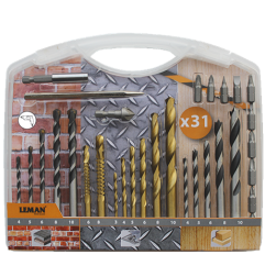 Coffret Forets Bois/Beton/Metal + Embouts 31Pcs ref 808.000.31 Leman
