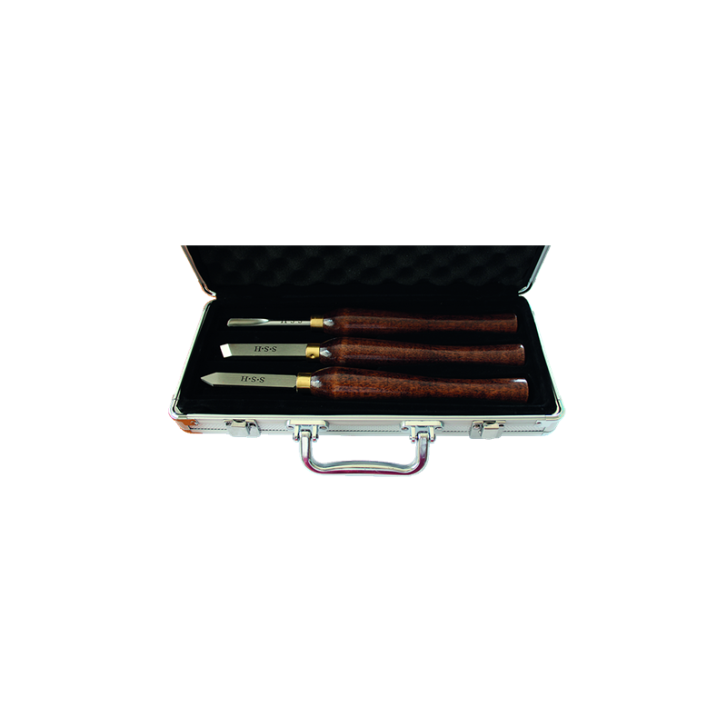 Assortiment 3 Outils De Tournage Acier Gouges Plane Plate / Grain D'Orge / A Profiler ref 870.500.03 Leman