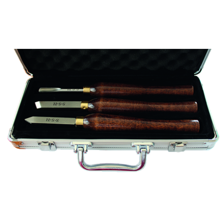 Assortiment 3 Outils De Tournage Acier Gouges Plane Plate / Grain D'Orge / A Profiler ref 870.500.03 Leman