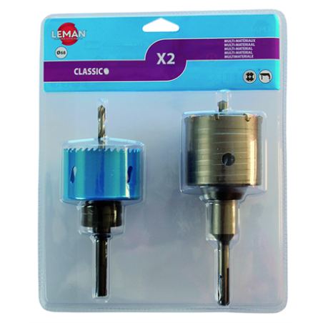 2 Trepans Sds+ Ø68 Special Boitier Electrique ref 2.3864068 Leman