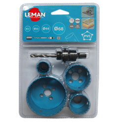4 Trepans Bim D22/35/44/68 + Mandrin/Foret/Adapt ref 3004 Leman