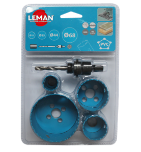 4 Trepans Bim D22/35/44/68 + Mandrin/Foret/Adapt ref 3004 Leman