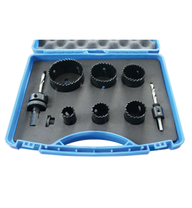 Coffret 6 Trepans Bi-Metal Cobalt 8% Ø22/29/35/44/ 51/68 + 2 Mandrins + 2 Forets ref 5806 Leman