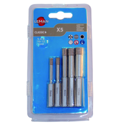 Lot De 5 Forets Diamantes 6 Pans Ø5-6-8-10-12 ref 6500.05 Leman