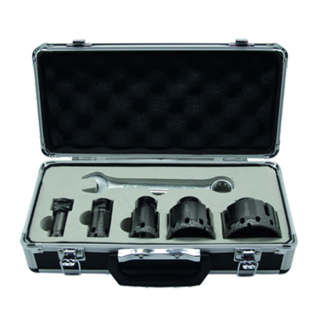 Coffret 5 Trepans Diamantes M14 Gres Cerame Ø20-27-35-55-68 ref VAL66.05 Leman