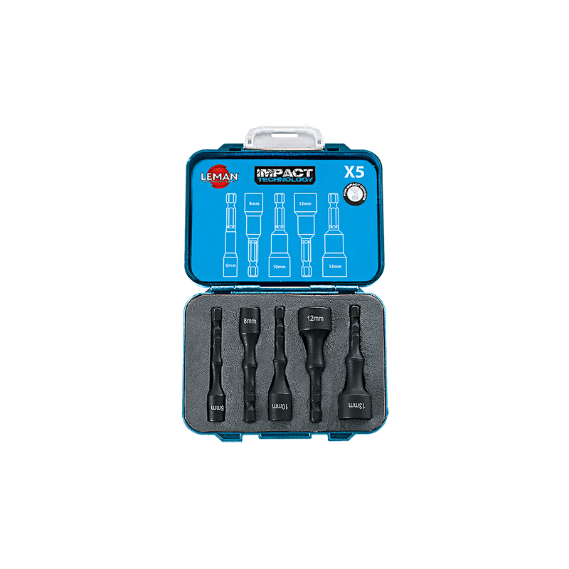 Coffret De 5 Douilles Impact 6 Pans 1/4" 65Mm ref 53005 Leman