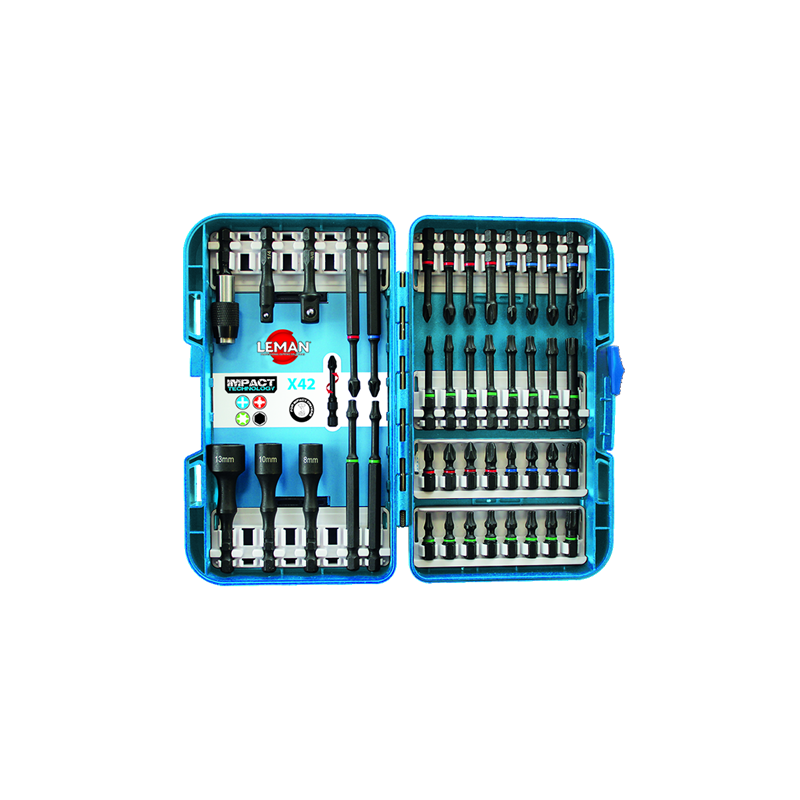 Coffret Douilles 1/4" + Embouts Impact 42 Pieces ref 53042 Leman