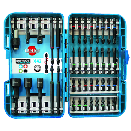 Coffret Douilles 1/4" + Embouts Impact 42 Pieces ref 53042 Leman