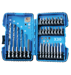 Coffret Forets Bois 1/4" Et Embouts 30 Pcs ref 56230 Leman