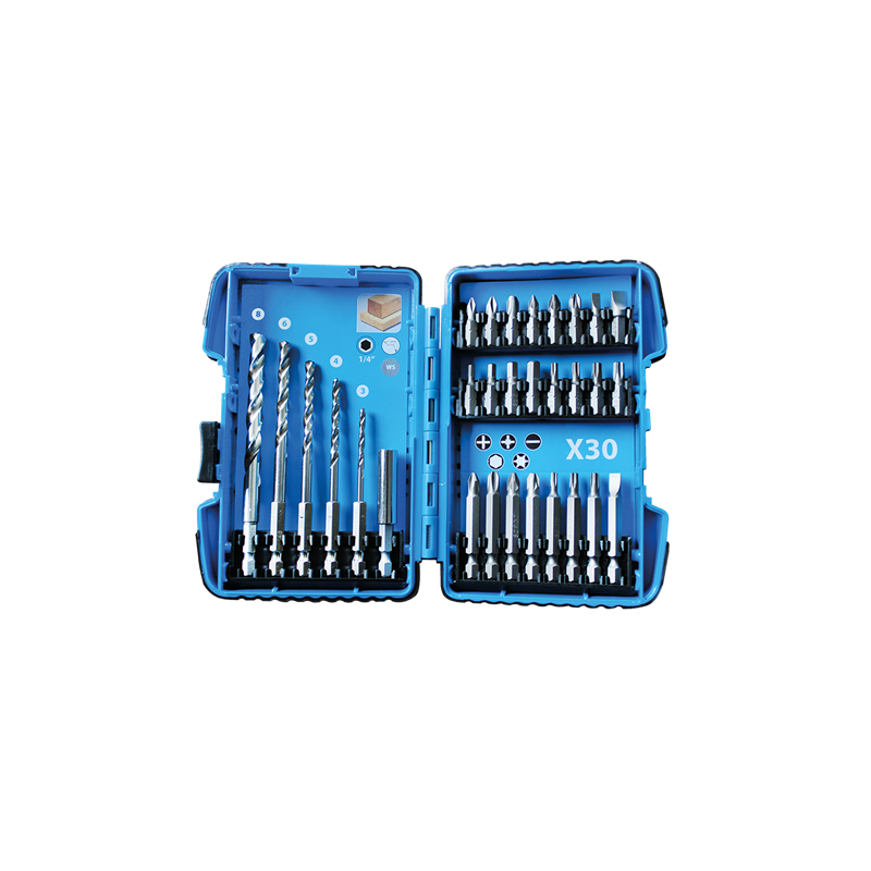 Coffret Forets Bois 1/4" Et Embouts 30 Pcs ref 56230 Leman
