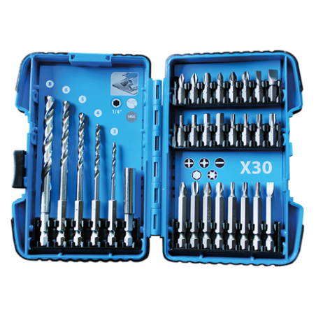 Coffret Forets Metal 1/4" Et Embouts 30 Pcs ref 56830 Leman